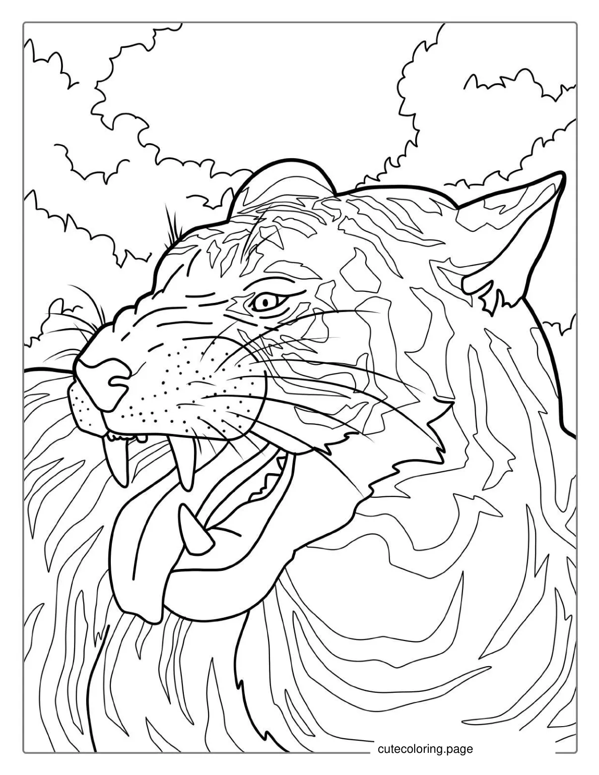 Tiger With Tongue Out To Color coloring page