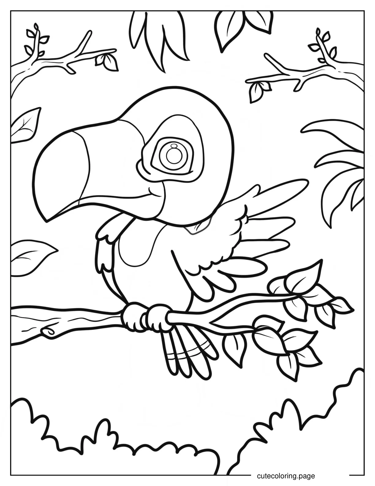 Baby Toucan Spreading Wings Coloring Page For Preschoolers 1 coloring page