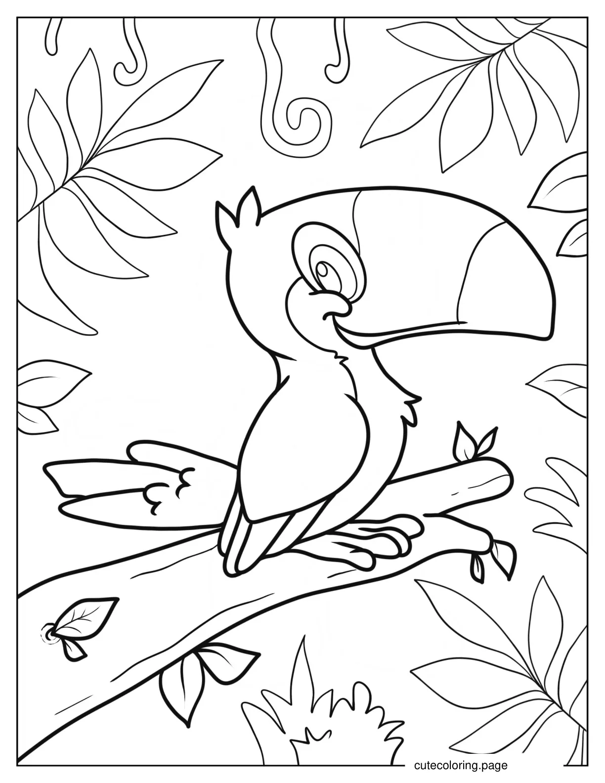 Chibi Toucan On Small Tree Branch 1 coloring page