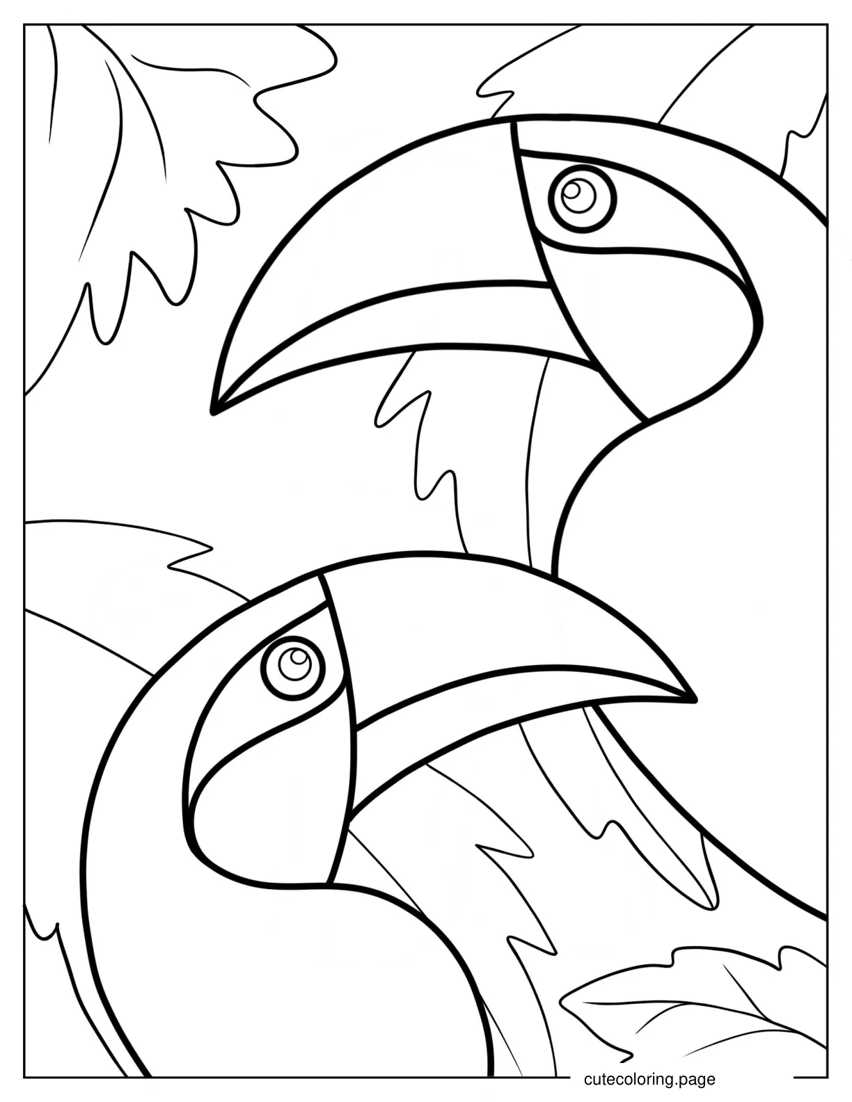 Outline Of Two Toucans Coloring Page For Kids 1 coloring page