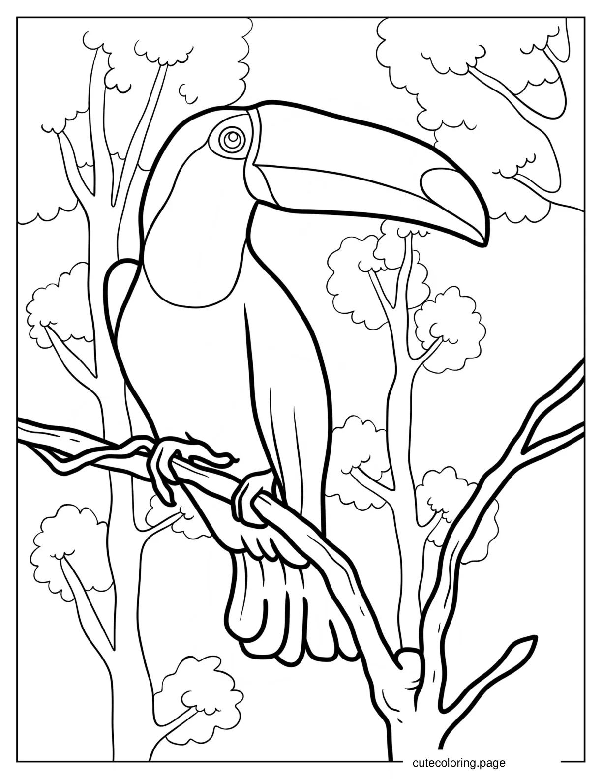 Realistic Adult Toucan In The Jungle Coloring Sheet 1 coloring page