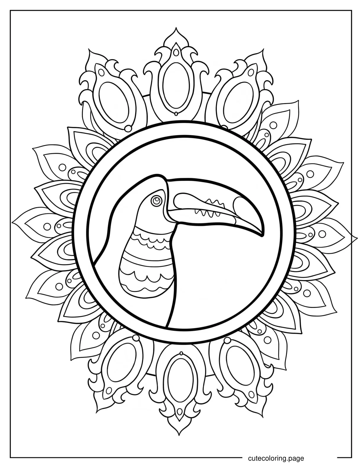 Simple Toucan Mandala 1 coloring page