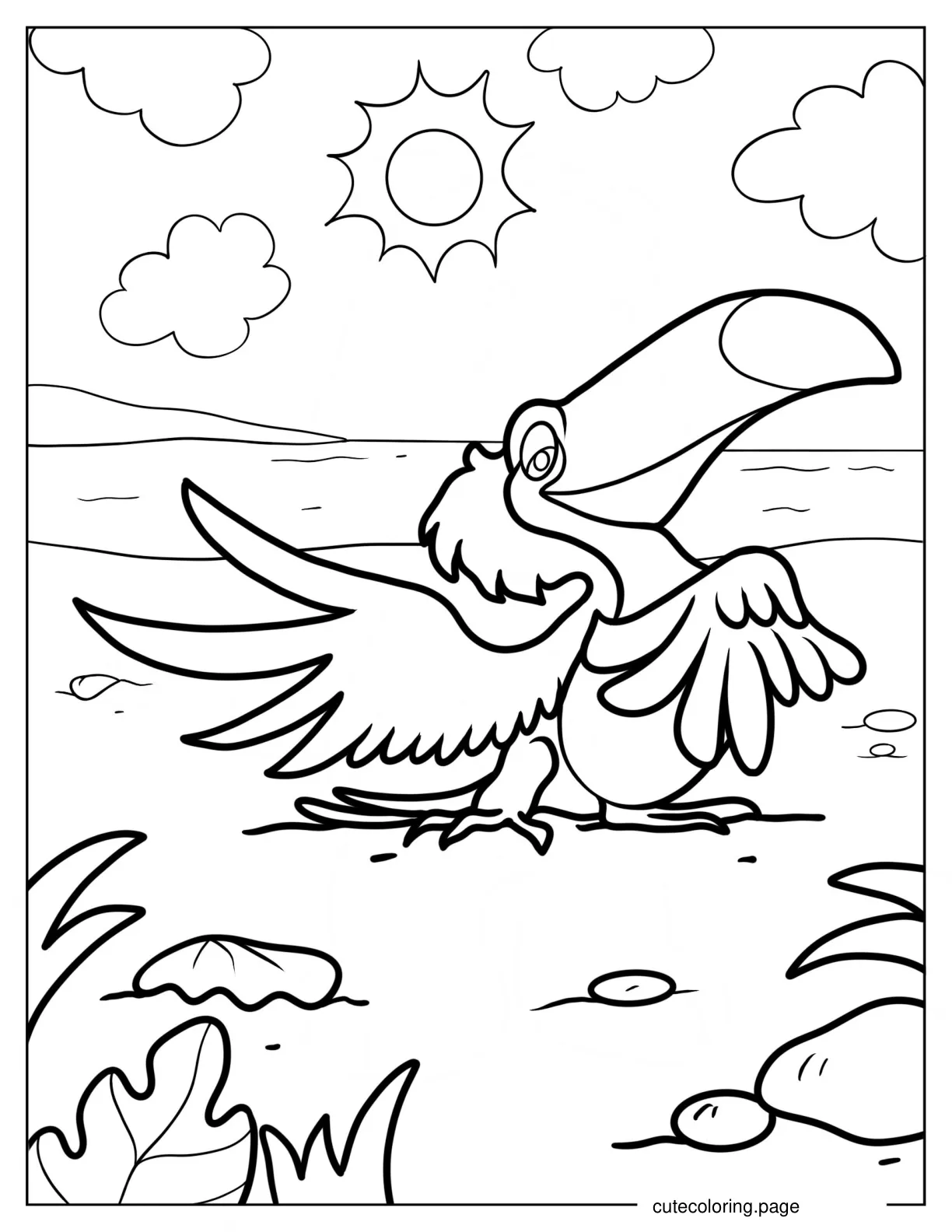 Toucan From Rio Displaying Wings Coloring Sheet For Kids 1 coloring page