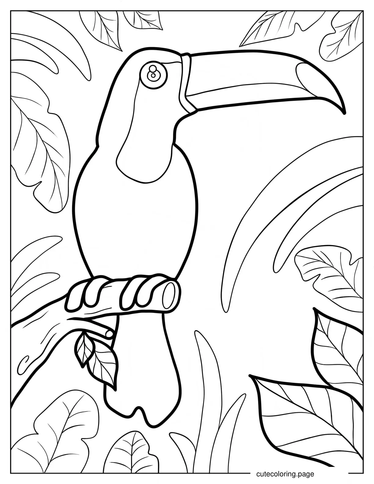 Toucan With Large Eyes Coloring Page For Preschoolers 1 coloring page