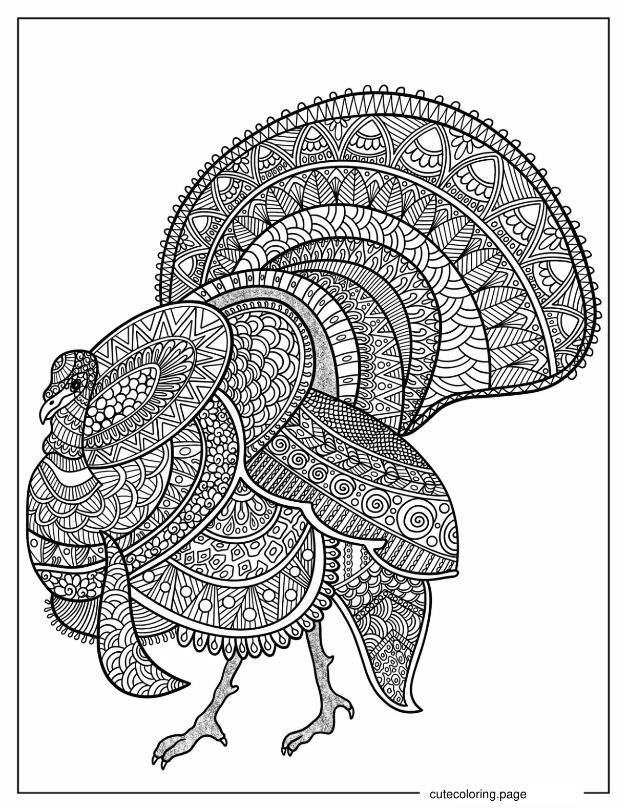 Coloring Page Of Large Turkey Mandala coloring page