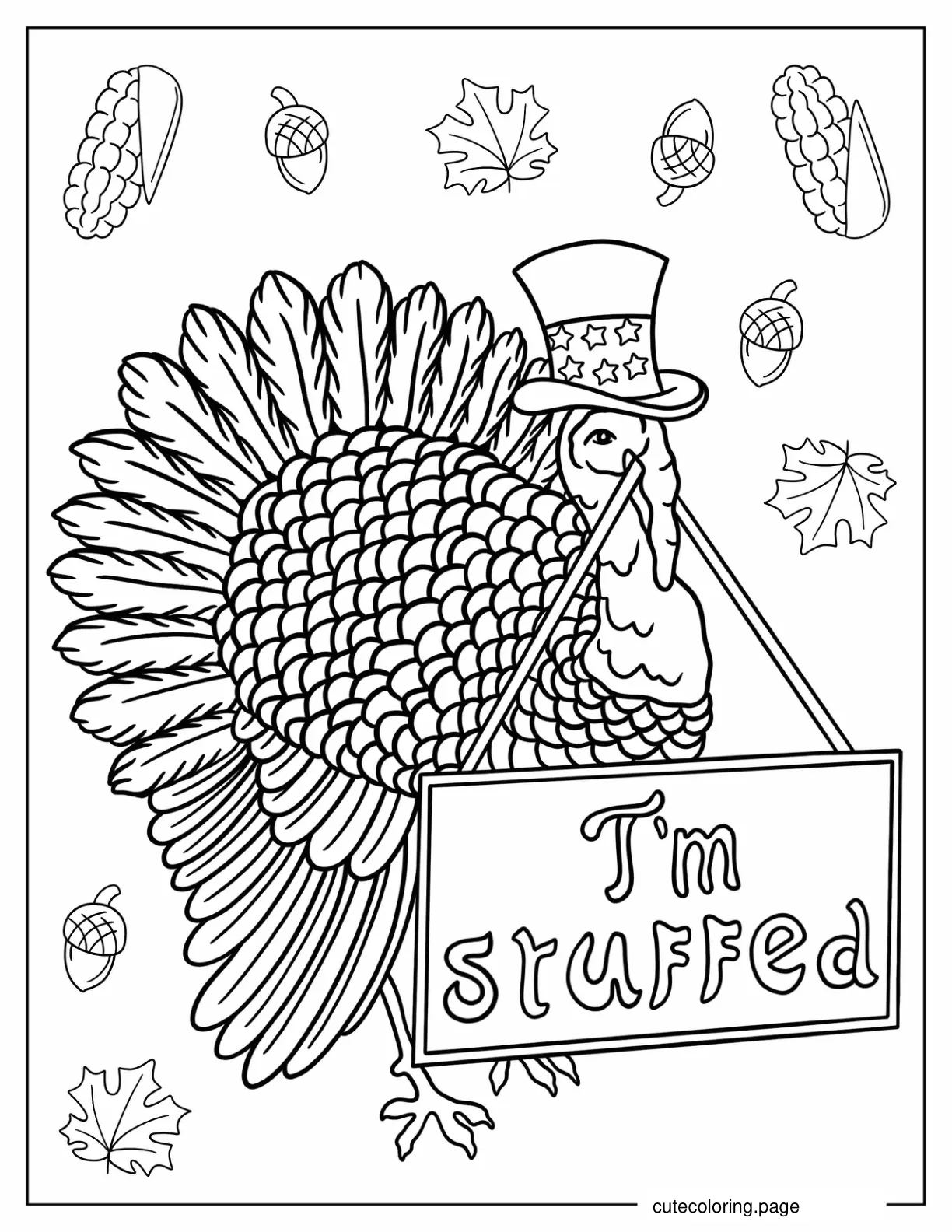 Coloring Page Of Turkey Holding Funny Sign coloring page