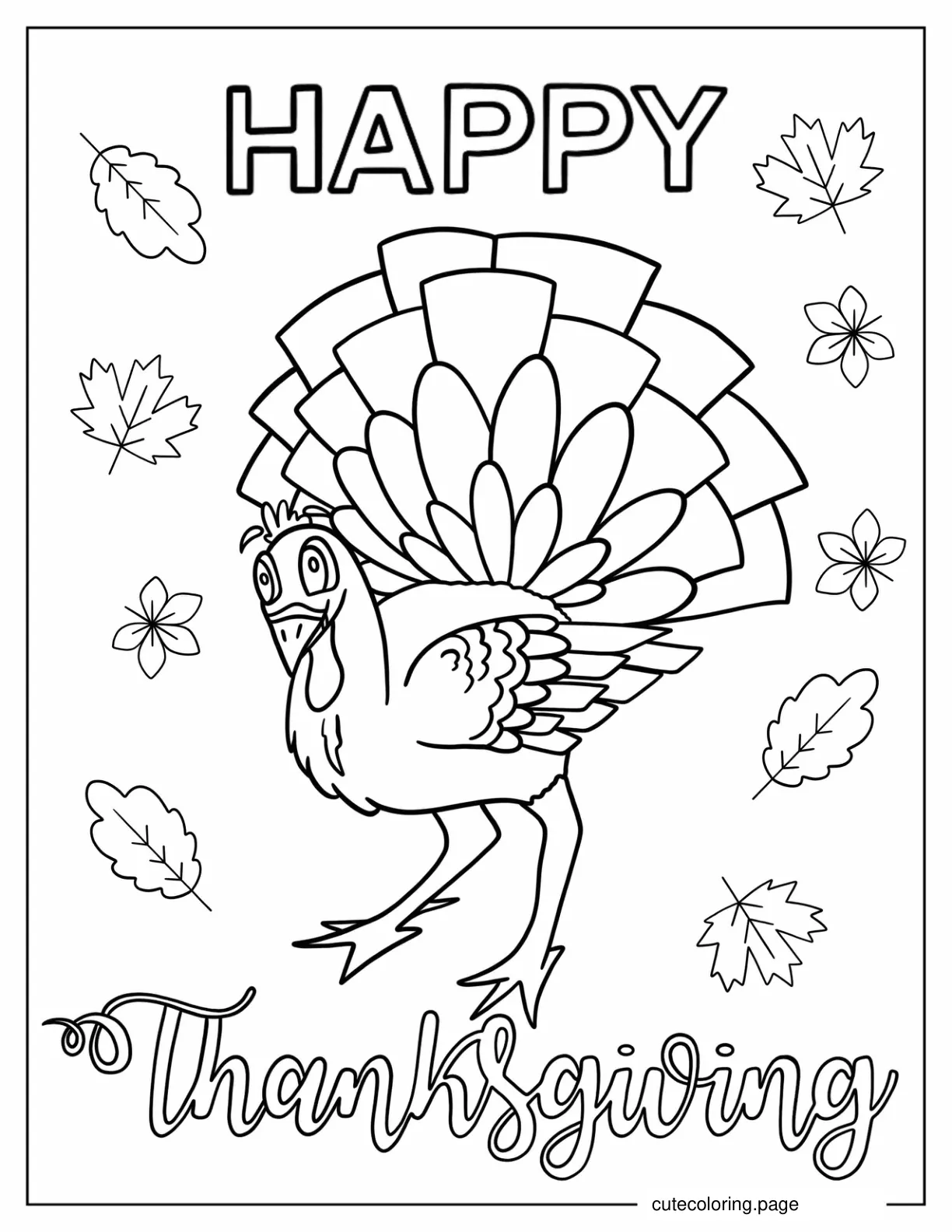 Coloring Sheet Of Kawaii Thanksgiving Turkey  coloring page