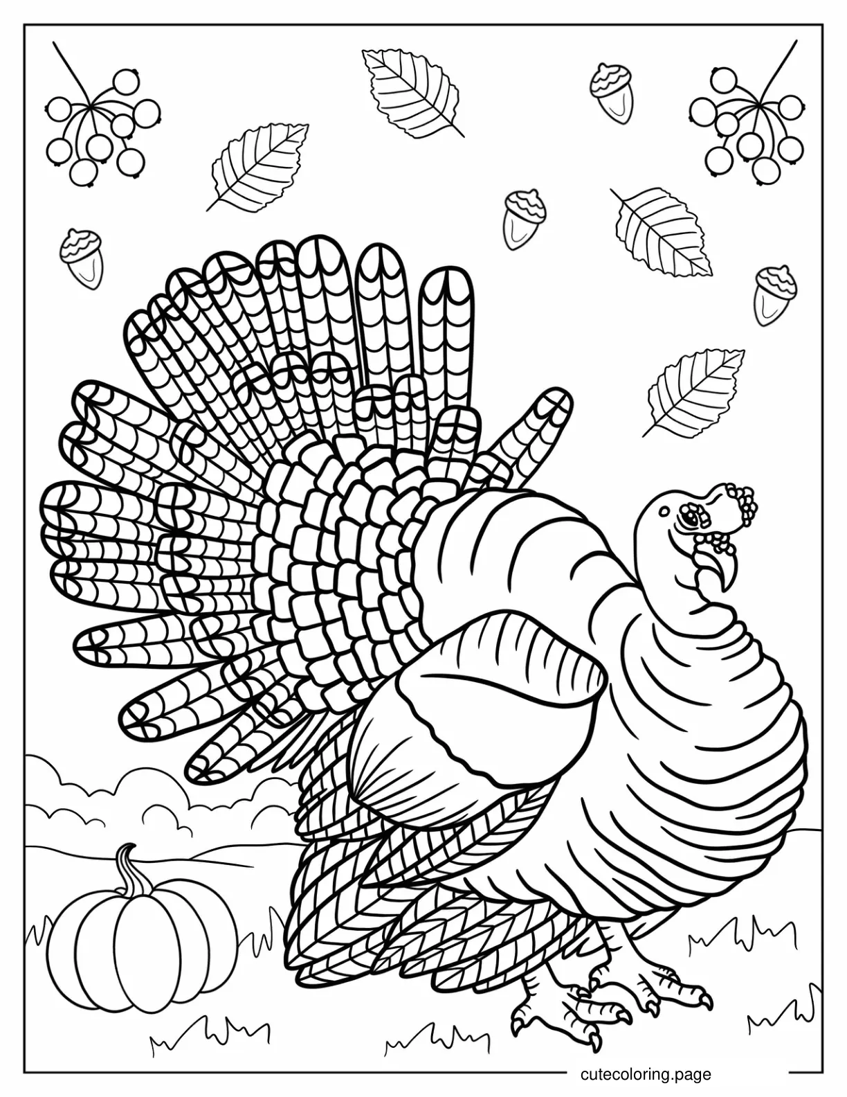 Detailed Thanksgiving Turkey Coloring Page coloring page