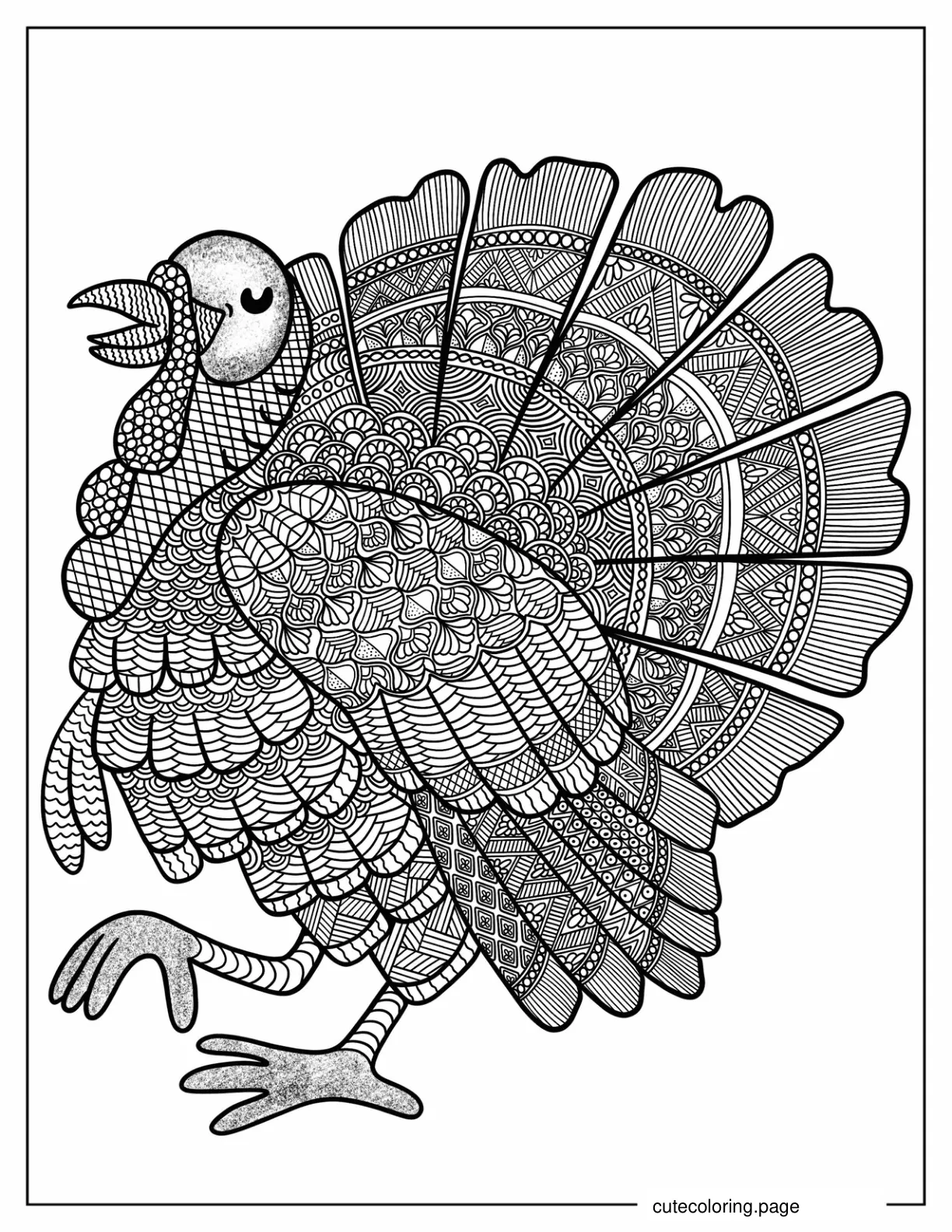 Intricate Turkey Mandala Coloring Sheet coloring page