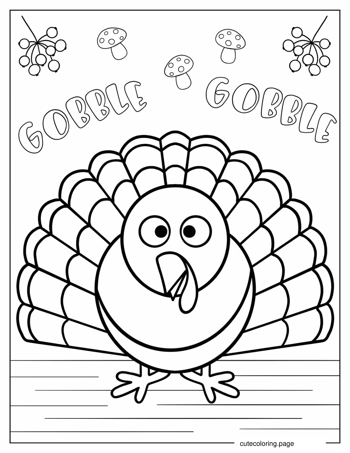 Kawaii Turkey Coloring Sheet For Preschoolers coloring page