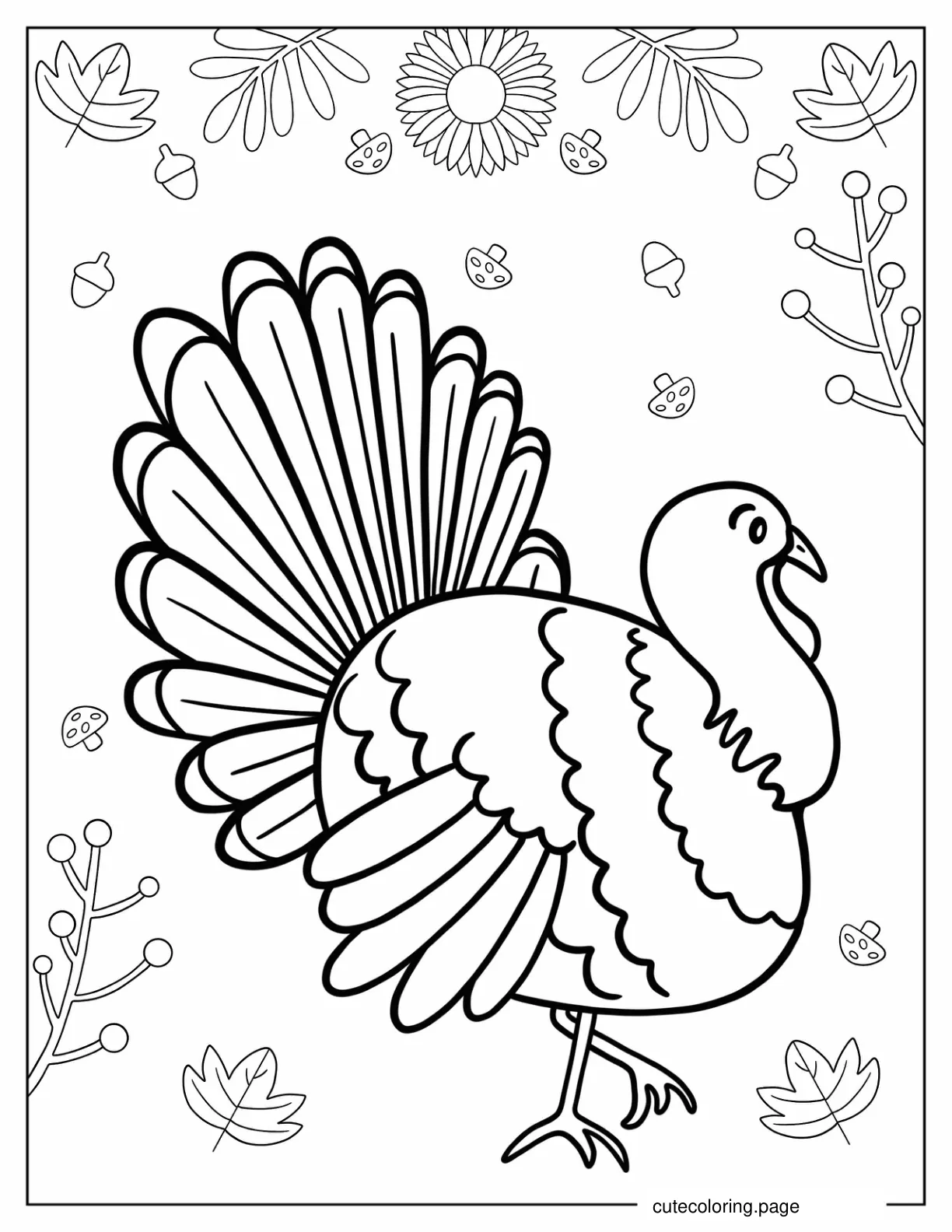 Simple Turkey Outline Coloring In For Kids coloring page