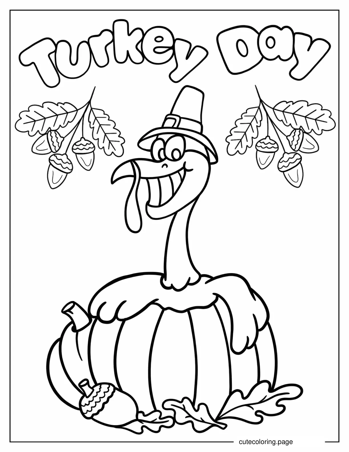 Smiling Turkey Inside Pumpkin coloring page