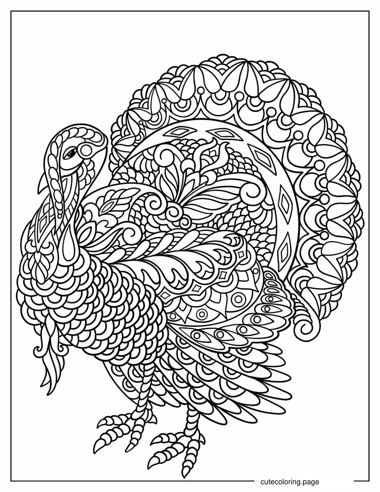 Turkey Mandala Coloring Sheet For Adults coloring page