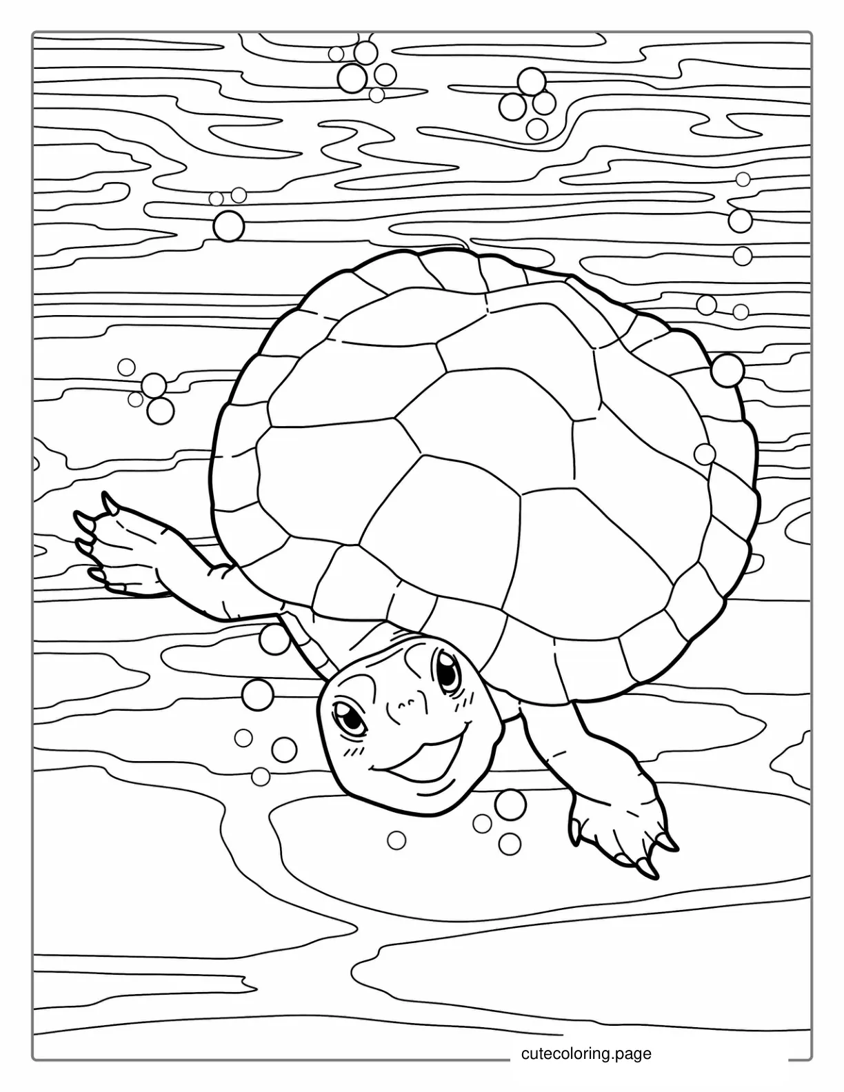 Cute Turtle Under Water Coloring Page coloring page