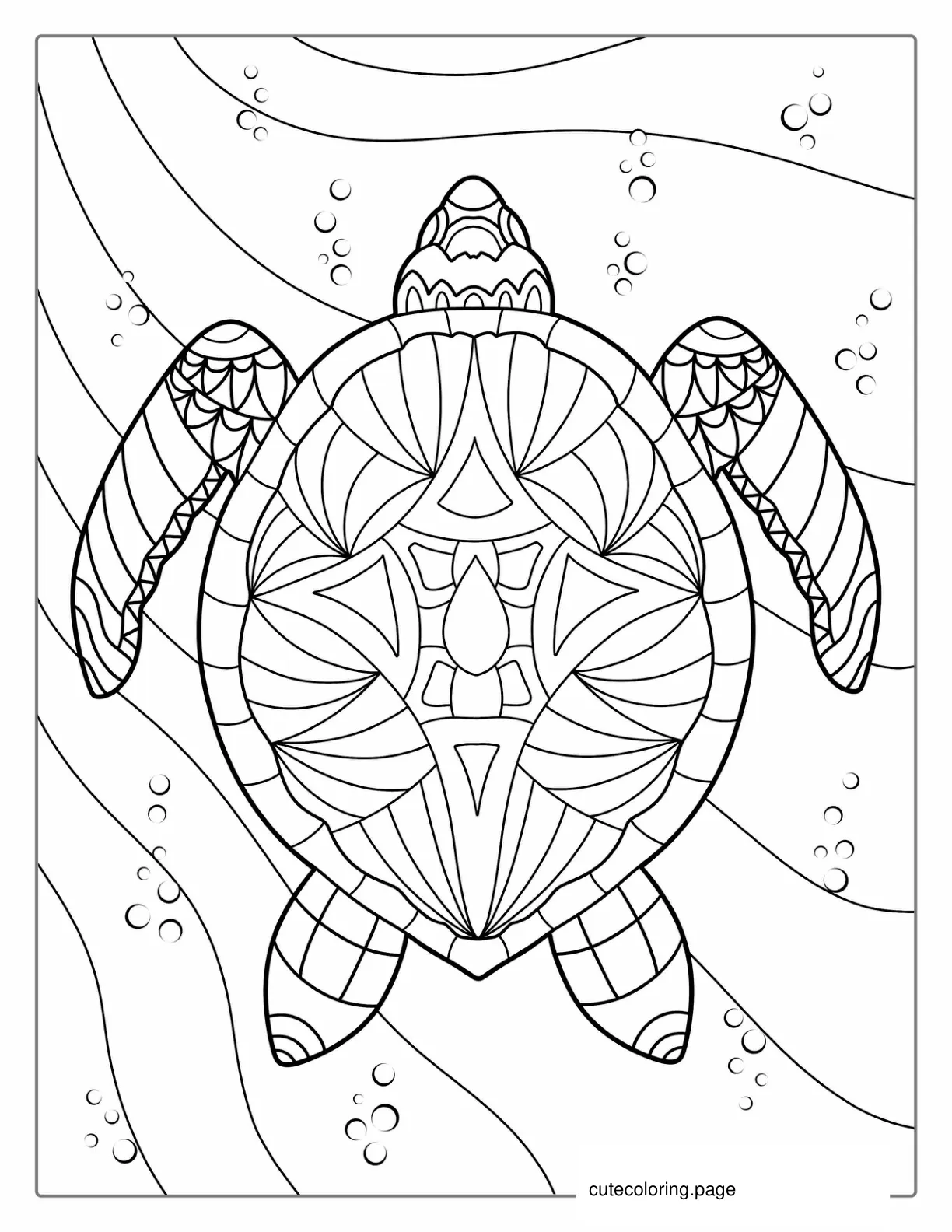 Detailed Mandala Turtle For Adults coloring page