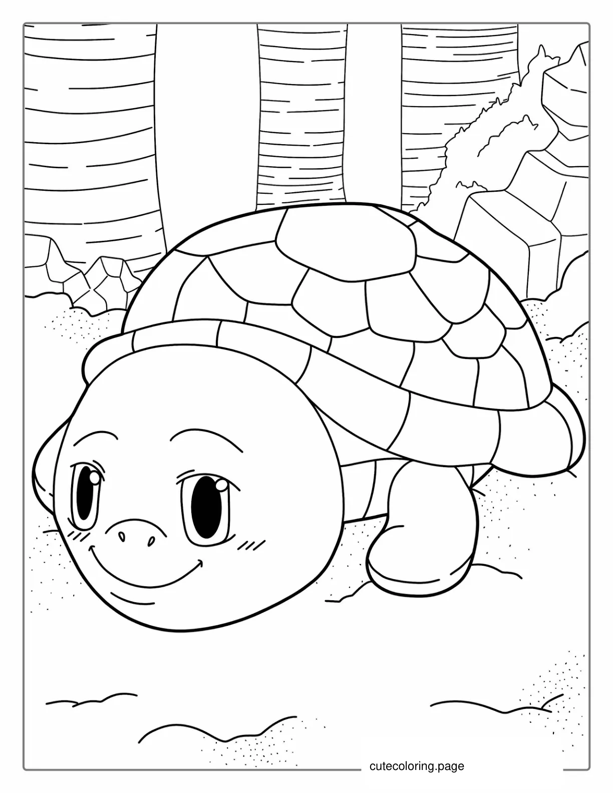 Easy Coloring Page Of Cute Turtle coloring page