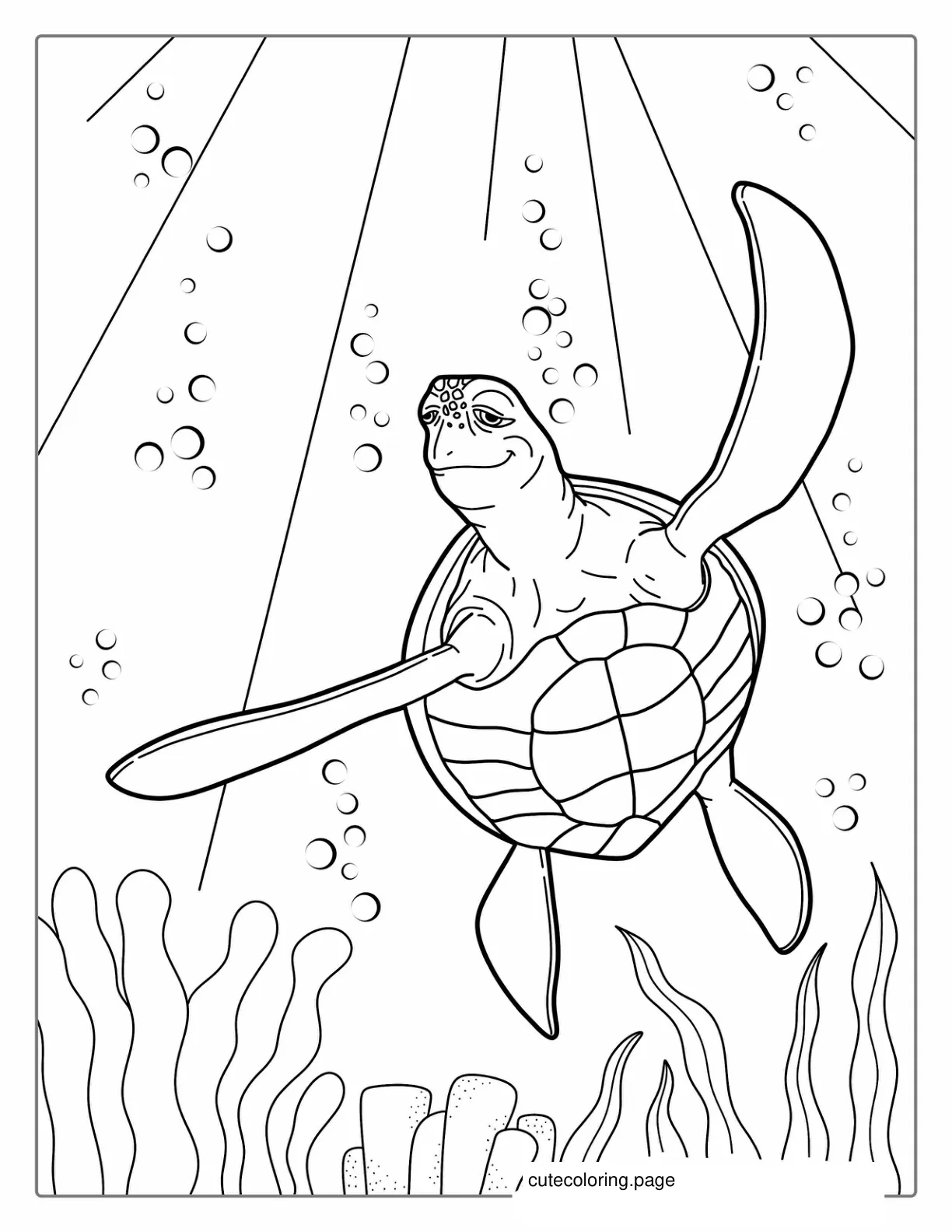 Green Sea Turtle To Color coloring page