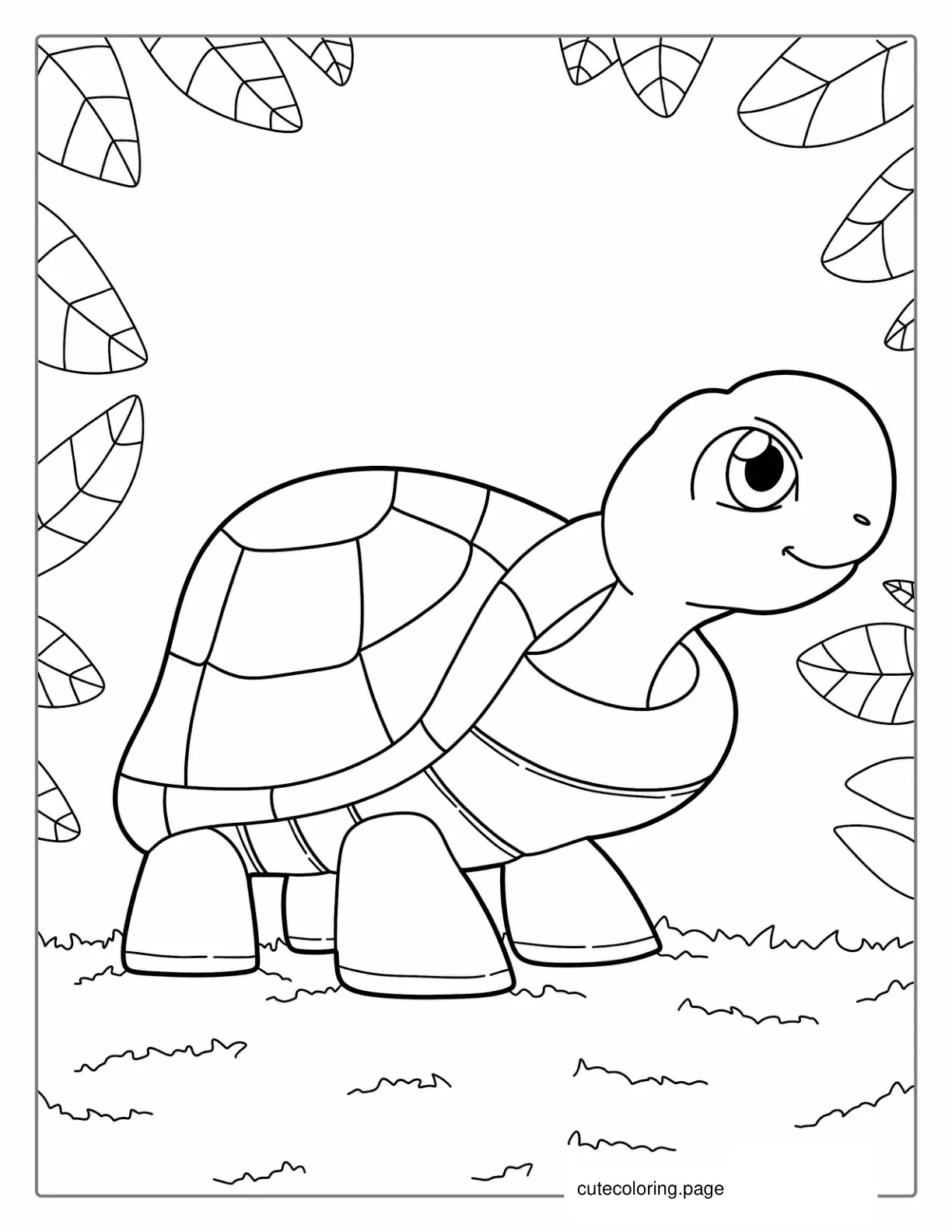 Simple Outline Of Turtle To Color For Kids coloring page