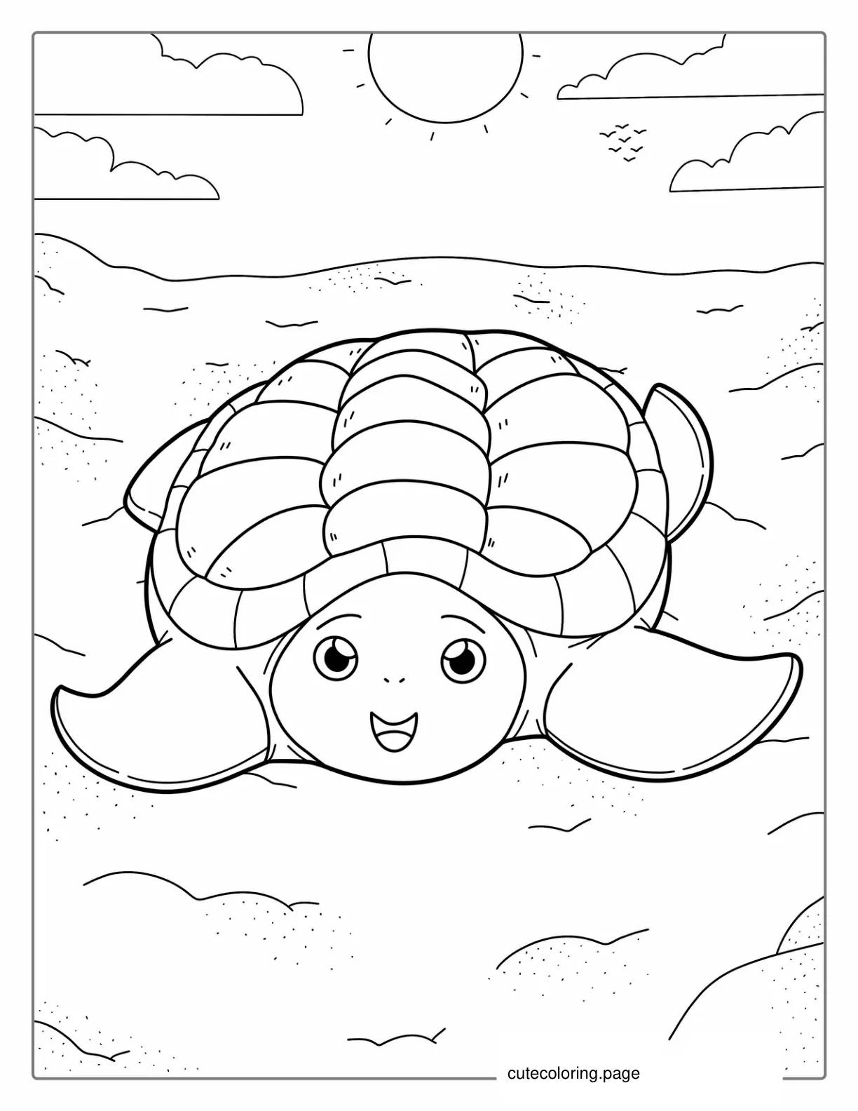 Simple Outline Of Turtle To Color For Toddlers coloring page