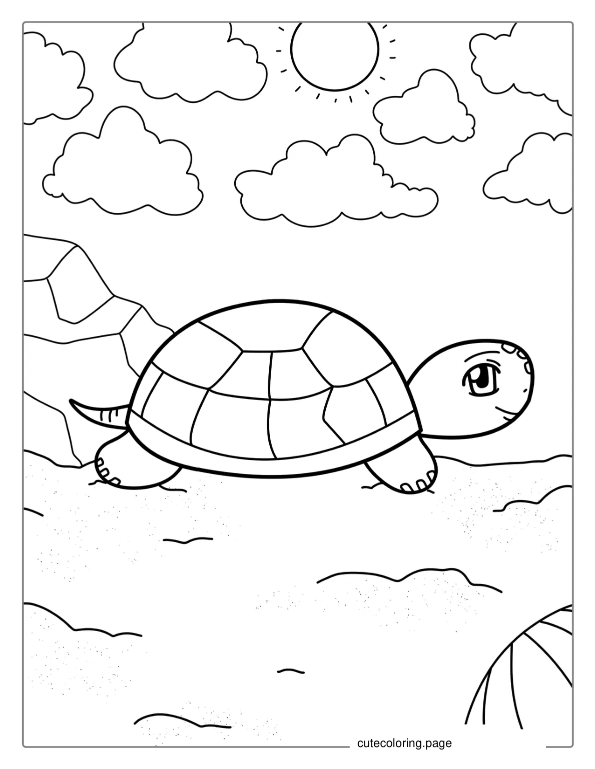 Super Easy Turtle Coloring Page For Preschoolers coloring page