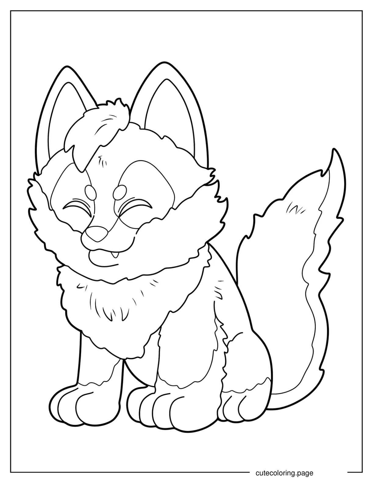 Chibi Smiling Wolf Coloring Page For Kids 1 coloring page