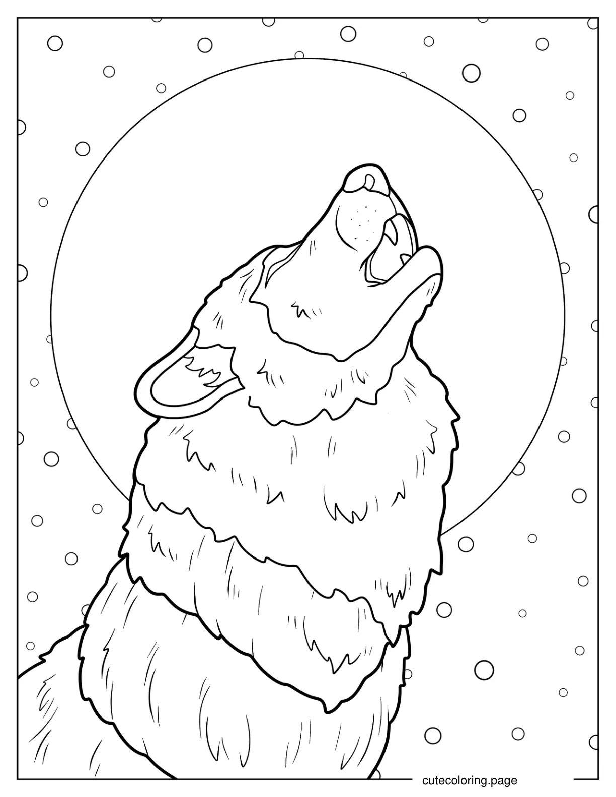 Easy Outline Of Wolf Howling 1 coloring page