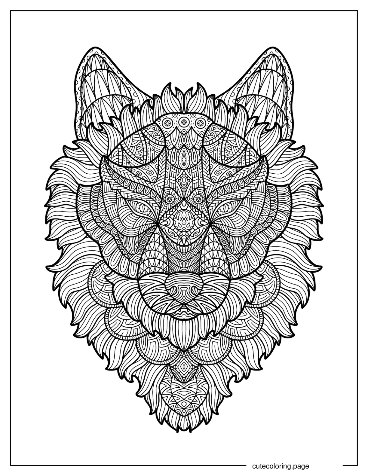 Intricate Wolf Mandala 1 coloring page