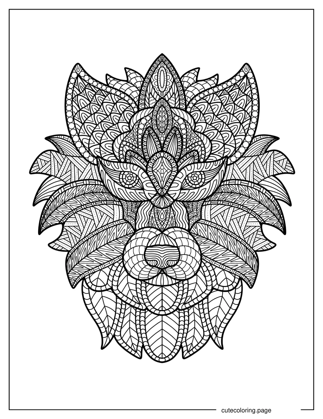 Wolf Face Mandala Coloring Sheet 1 coloring page