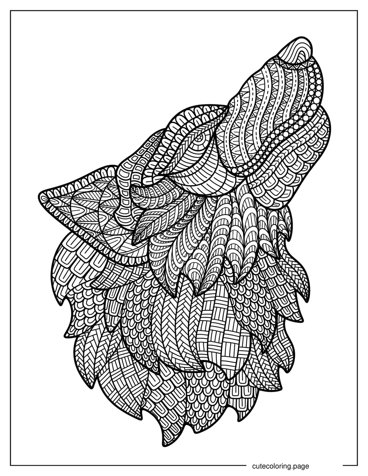 Wolf Howling Mandala Coloring Sheet 1 coloring page