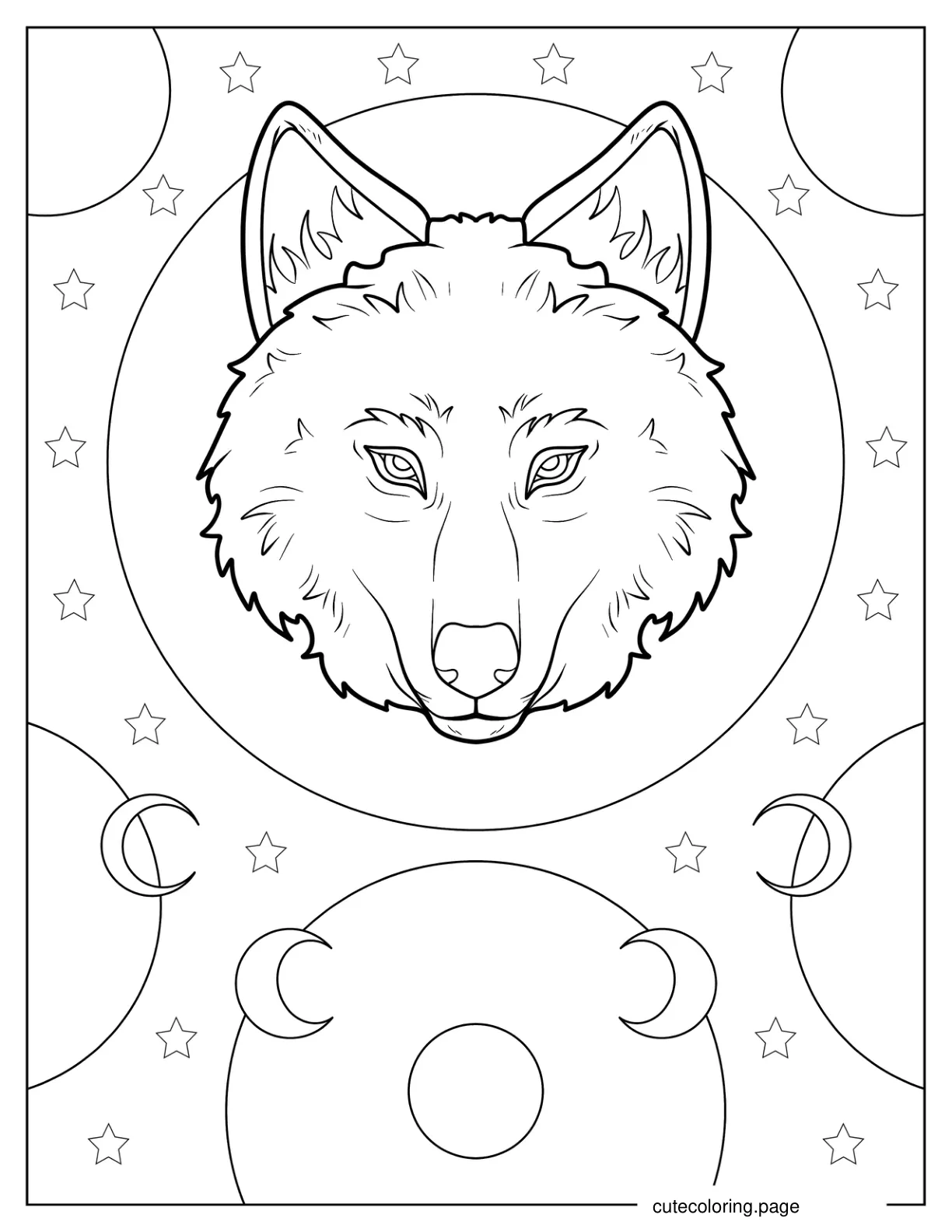 Wolf With Furry Face Coloring Page For Kids 1 coloring page